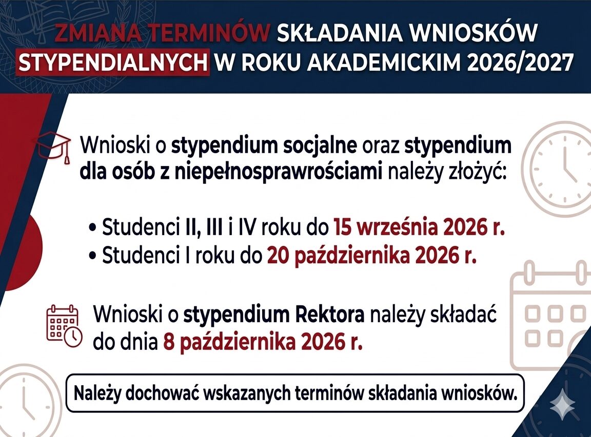 Zmiana termin&oacute;w składania wniosk&oacute;w stypendialnych